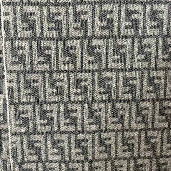 Fendi Gray Zucca Patterned Wool Scarf - Picture 2 of 5